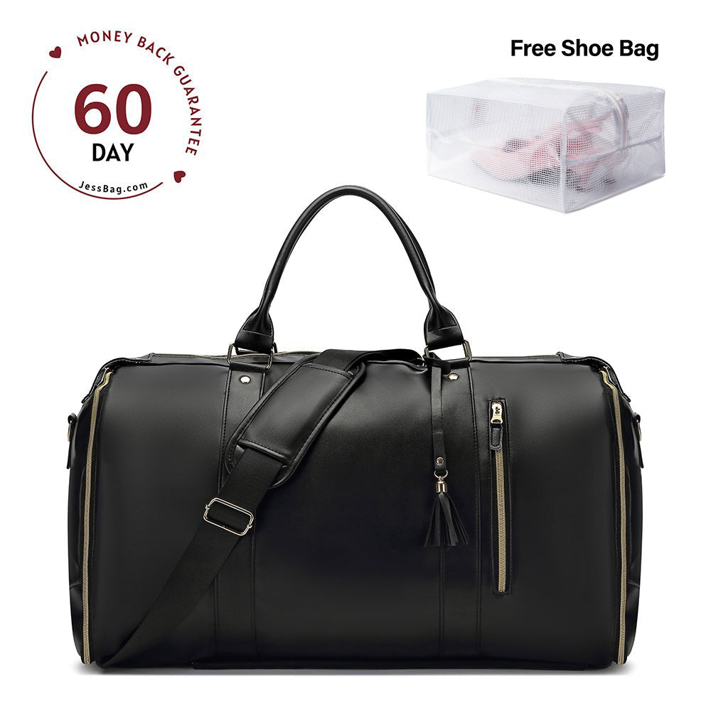 Black lightweight waterproof travel luggage bag for women – Jess Bag front view