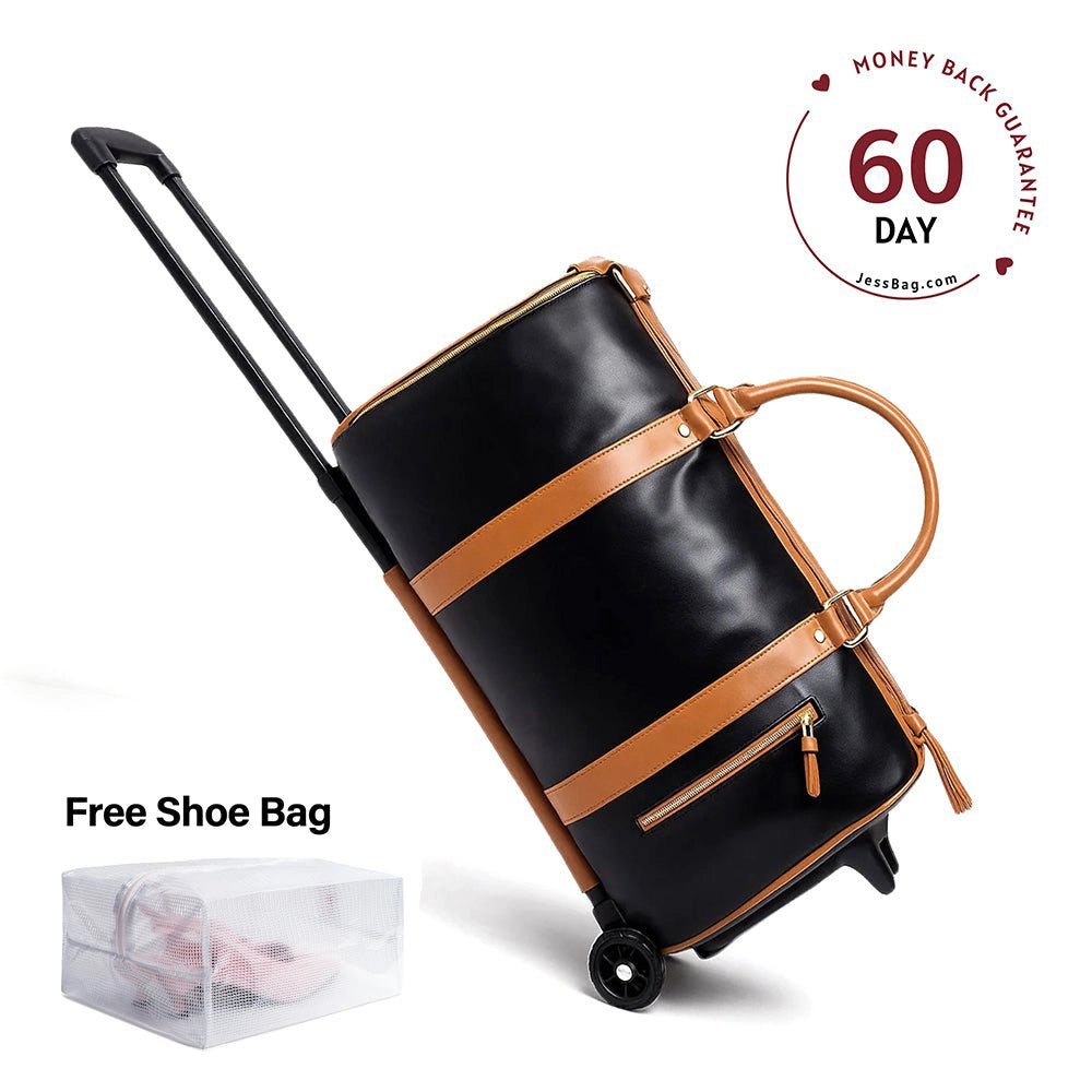 Brown stylish waterproof rolling trolley travel bag with telescopic handle – Jess Bag