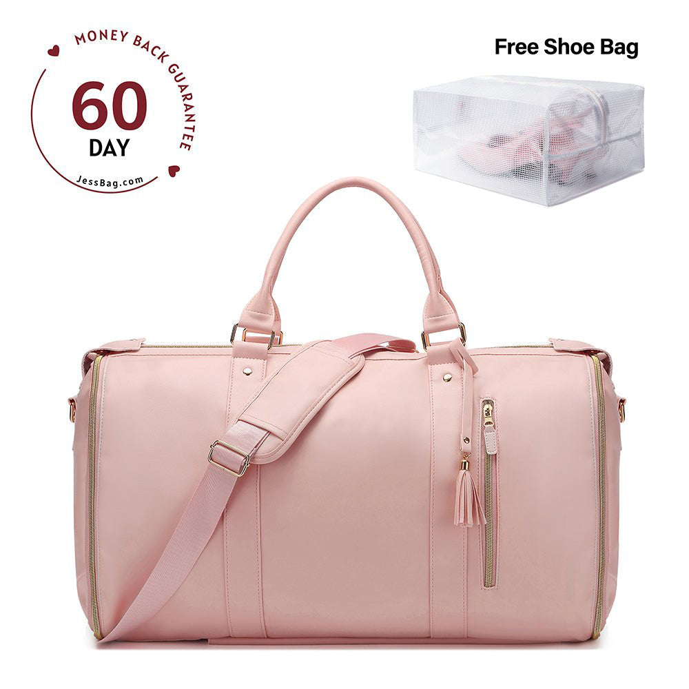 Pink lightweight waterproof travel luggage bag for women – Jess Bag front view