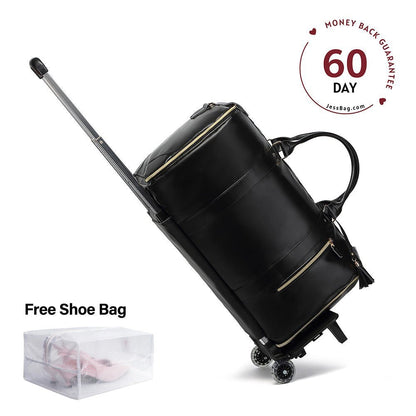 Black stylish waterproof rolling trolley travel bag with telescopic handle – Jess Bag