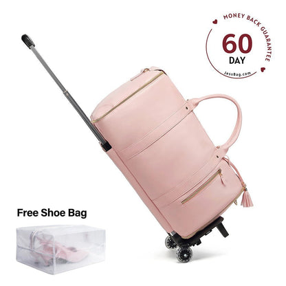 Pink stylish waterproof rolling trolley travel bag with telescopic handle – Jess Bag